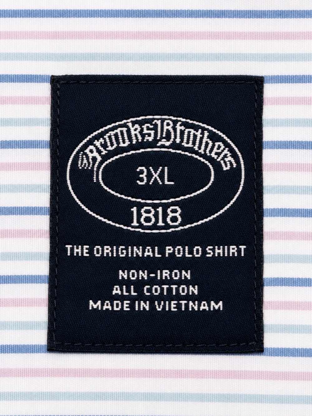 NWT Brooks Brothers 1818 3XL Big & Tall Non-Iron Cotton Stripe Button Down Shirt - Picture 4 of 6